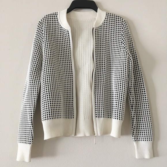 Women’s Black and white squares zip-up jacket - Picture 5 of 5